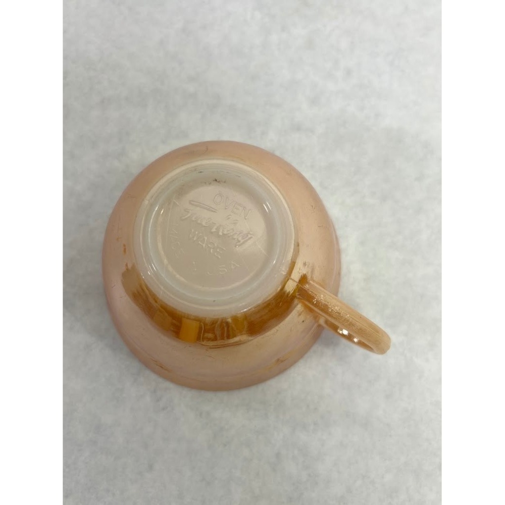 Vintage Fire-King Peach Lustre Coffee Cup Milk Glass Iridescent Anniversary USA - Picture 4 of 6